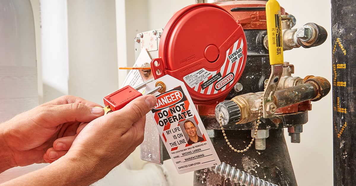 lockout tagout device in use